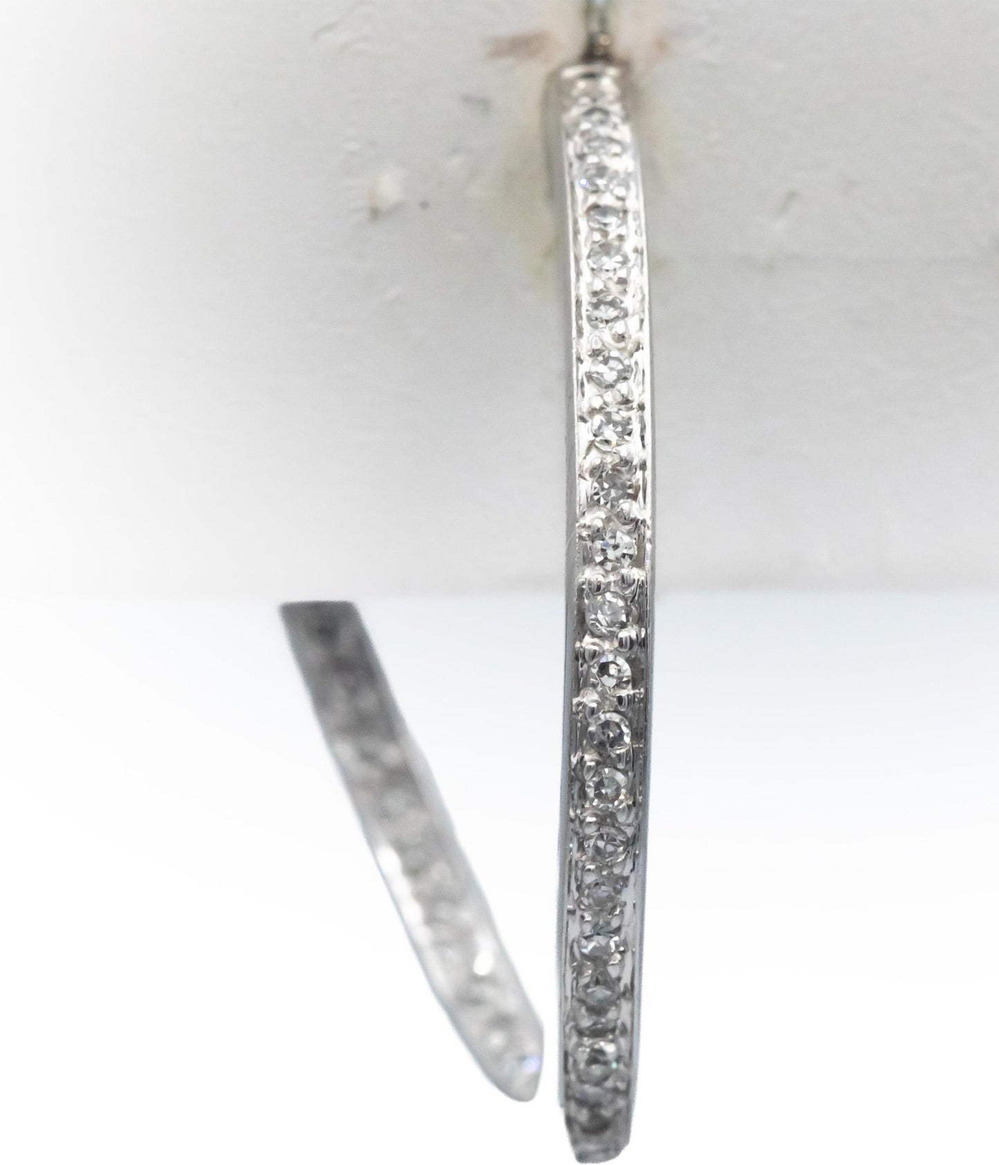 14k White Gold Round Diamond Hoop Circle Stud Earrings 1.0CTW