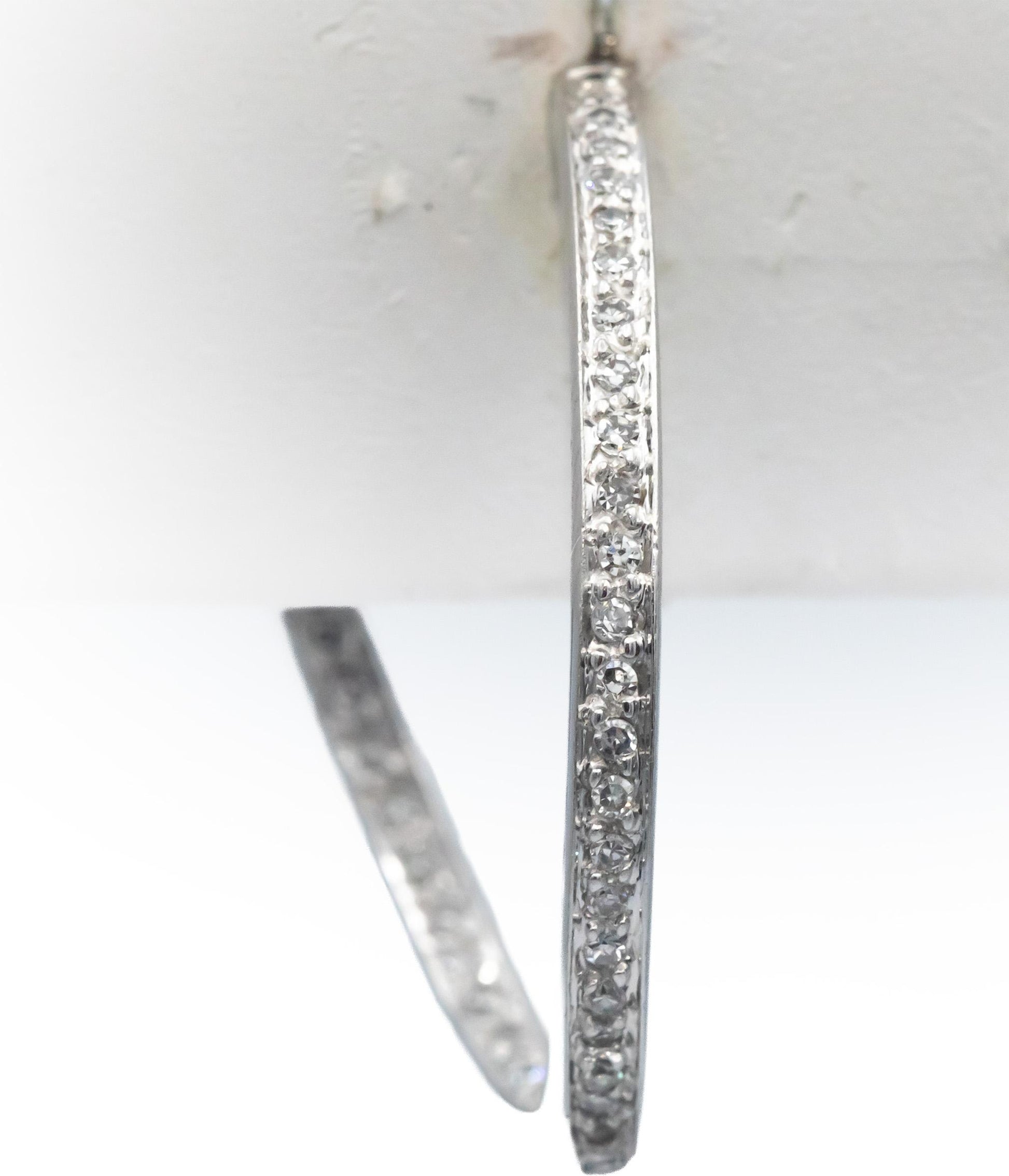 14k White Gold Round Diamond Hoop Circle Stud Earrings 1.0CTW