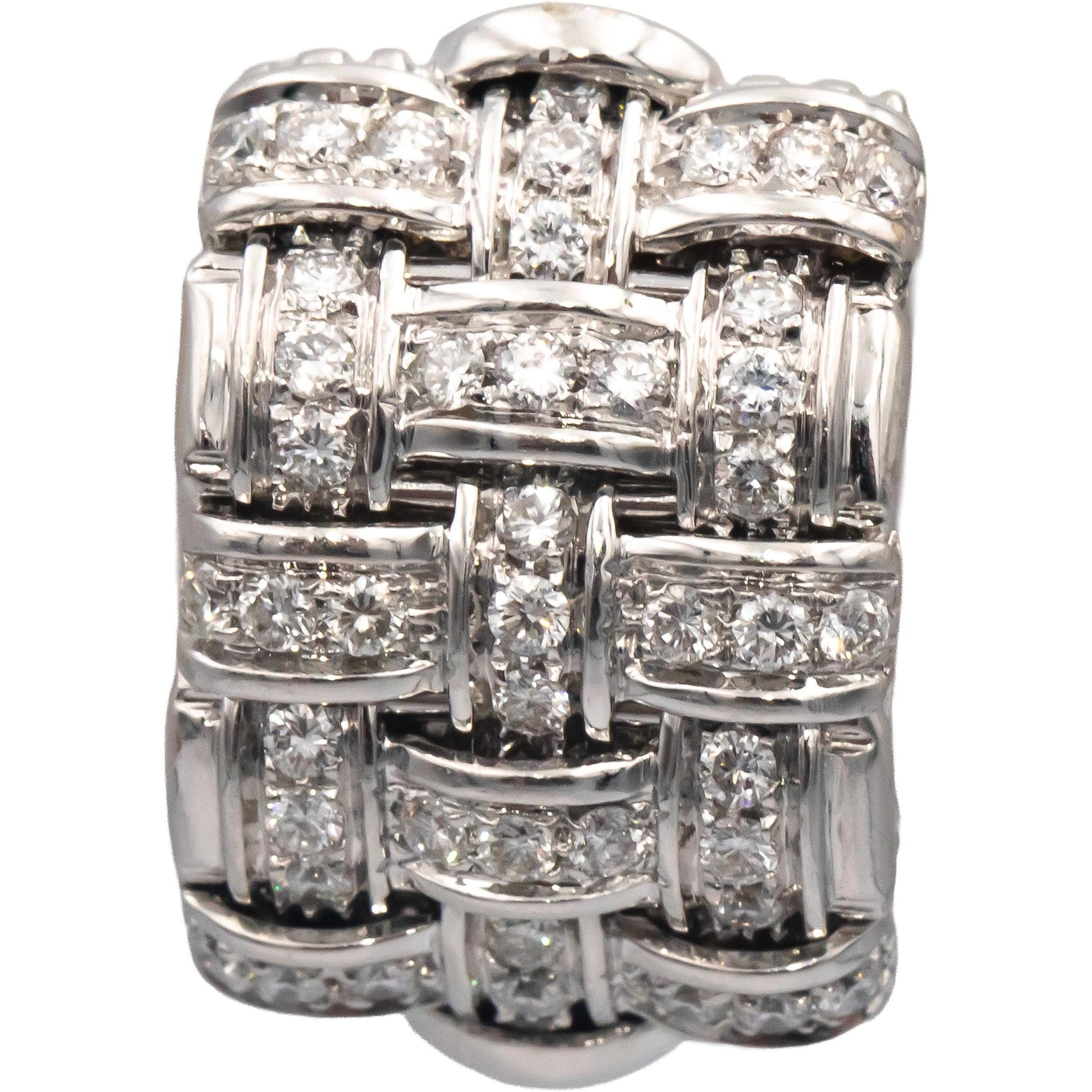 ROBERTO COIN 18k White Gold Diamond Appassionata 3-Row Diamond Earrings 1.25CT