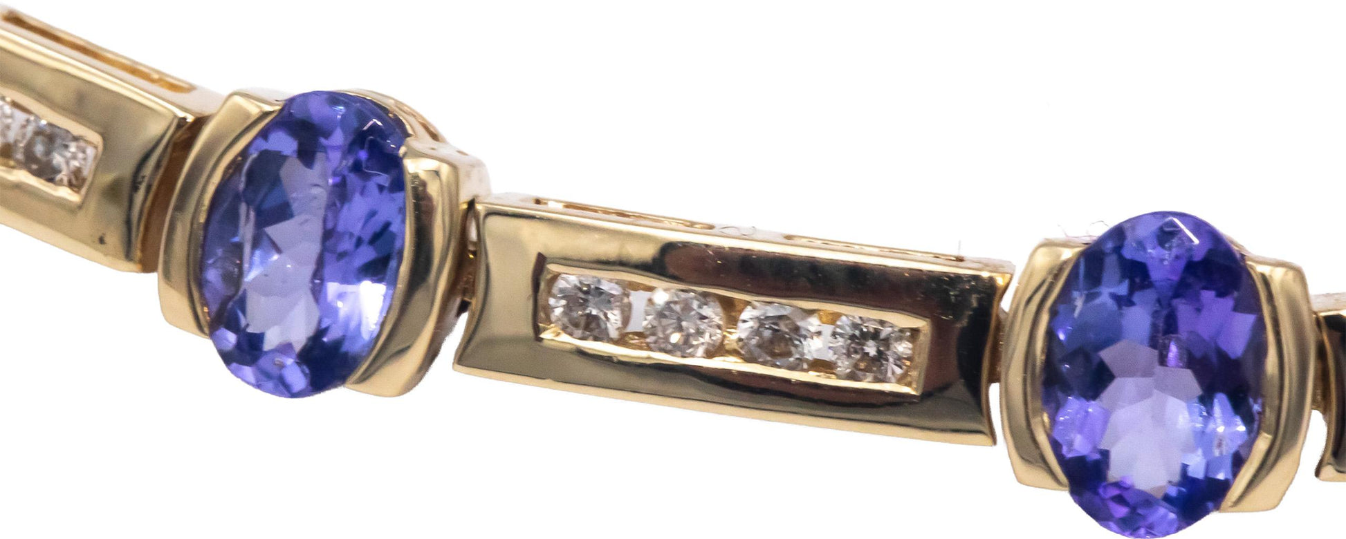 14k Yellow Gold Jewelry Diamond & Tanzanite Channel Set Link Bracelet 5.70CT