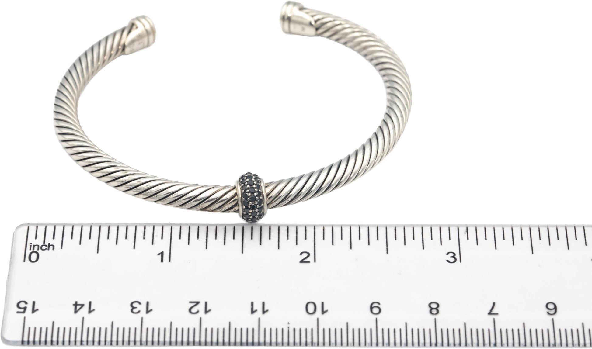 DAVID YURMAN Sterling Silver Black Diamond Cable Classics Bracelet $600 Retail