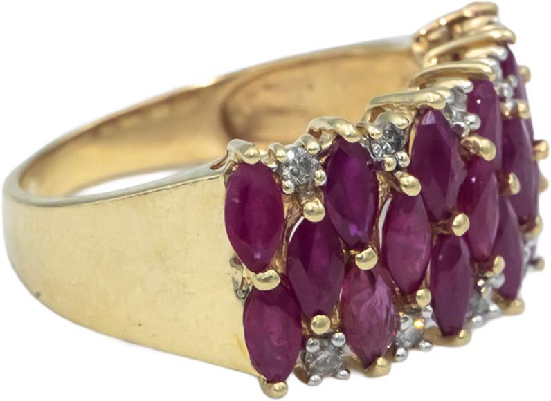 Diamond and Ruby 14k Yellow Gold Wide Band Ring 1.70CT Size 7