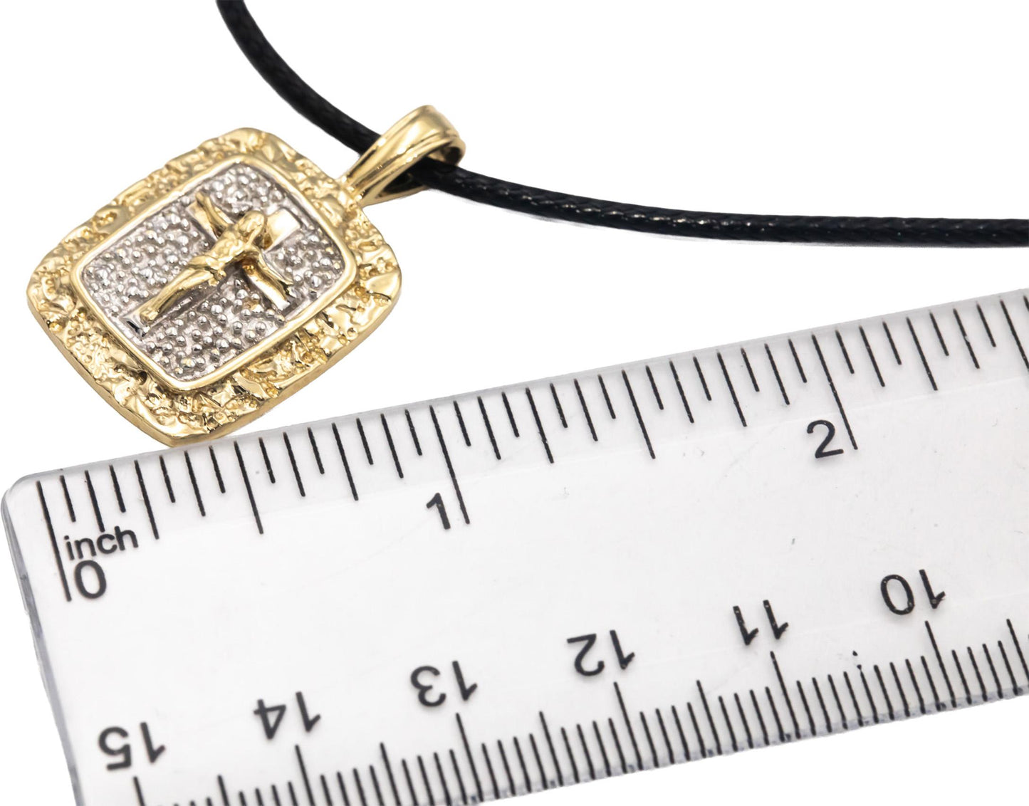10k Yellow & White Gold Jewelry Religious Crucifix Cross Pendant Necklace