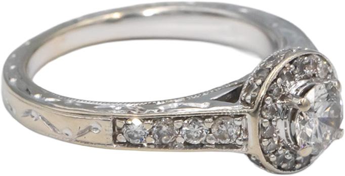 Diamond 14k White Gold Engagement Ring  0.68CT w/ 0.35CT Center Size 5.75