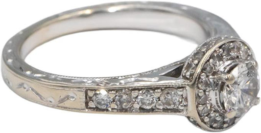 Diamond 14k White Gold Engagement Ring  0.68CT w/ 0.35CT Center Size 5.75