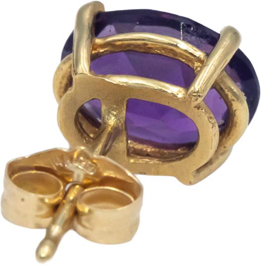 Amethyst Oval Cut 14k Yellow Gold Stud Earrings 2.0CT
