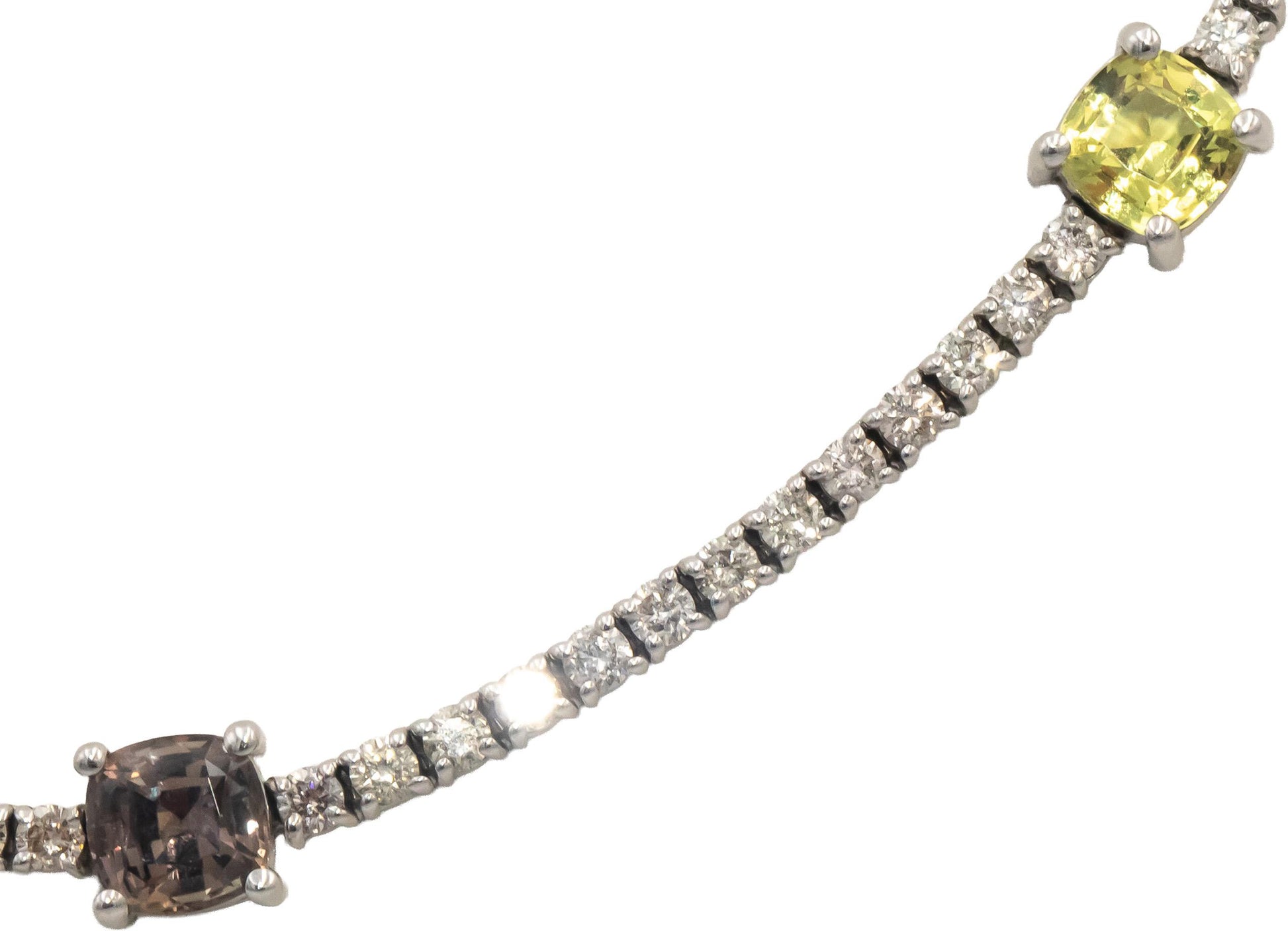 LE VIAN 14k White Gold Diamond & Rainbow Sapphire Fancy Necklace Chain 14.70CT