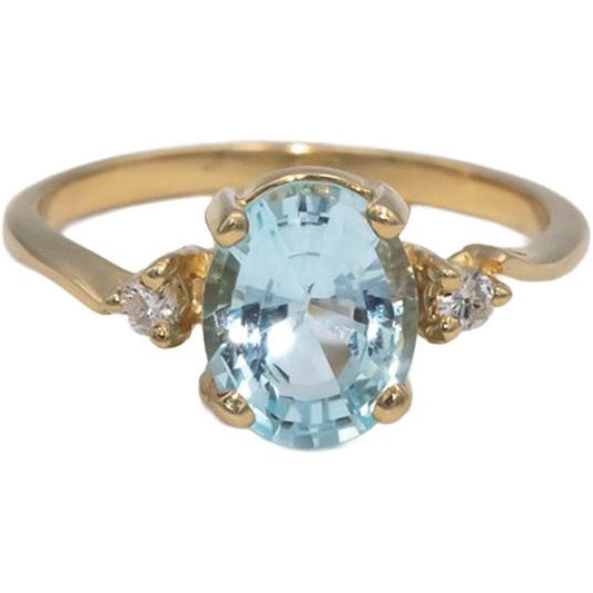 Blue Topaz & Diamond 14k Yellow Gold Cocktail Ring 1.54CT Size 6