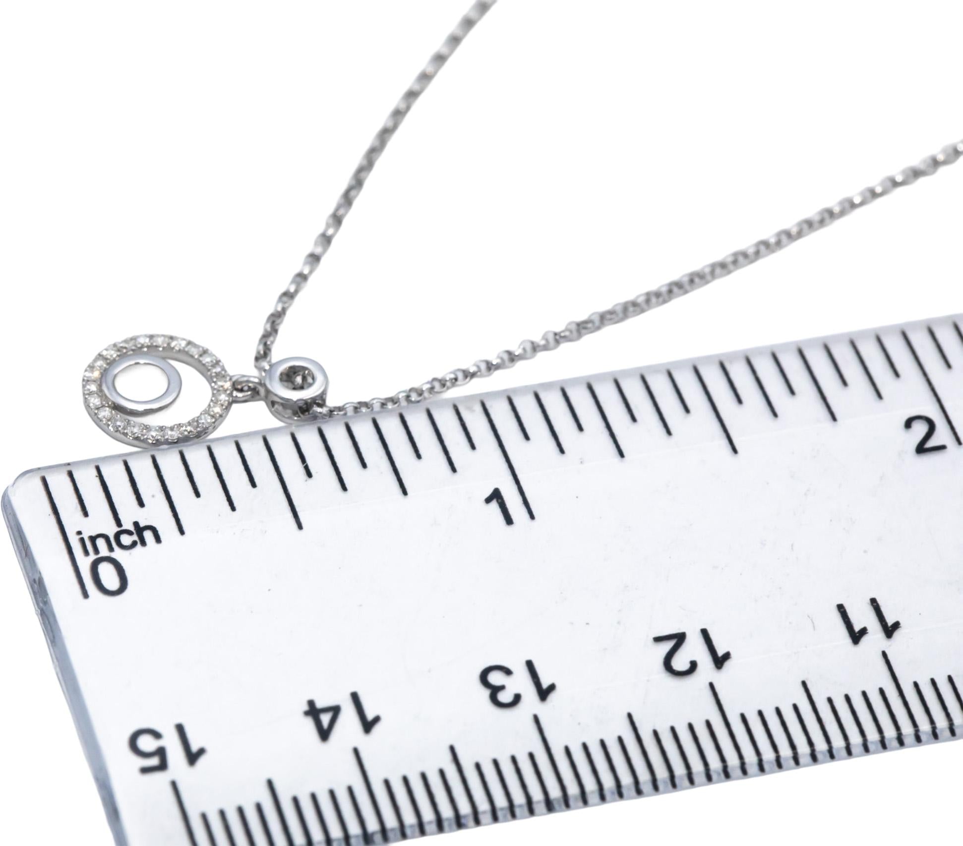 14k White Gold Round Diamond Circle Pendant Necklace Chain 0.10CT
