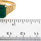 GIA Certified 18k Yellow Gold Emerald and Diamond Cocktail Ring 5.10CT Size 7.25