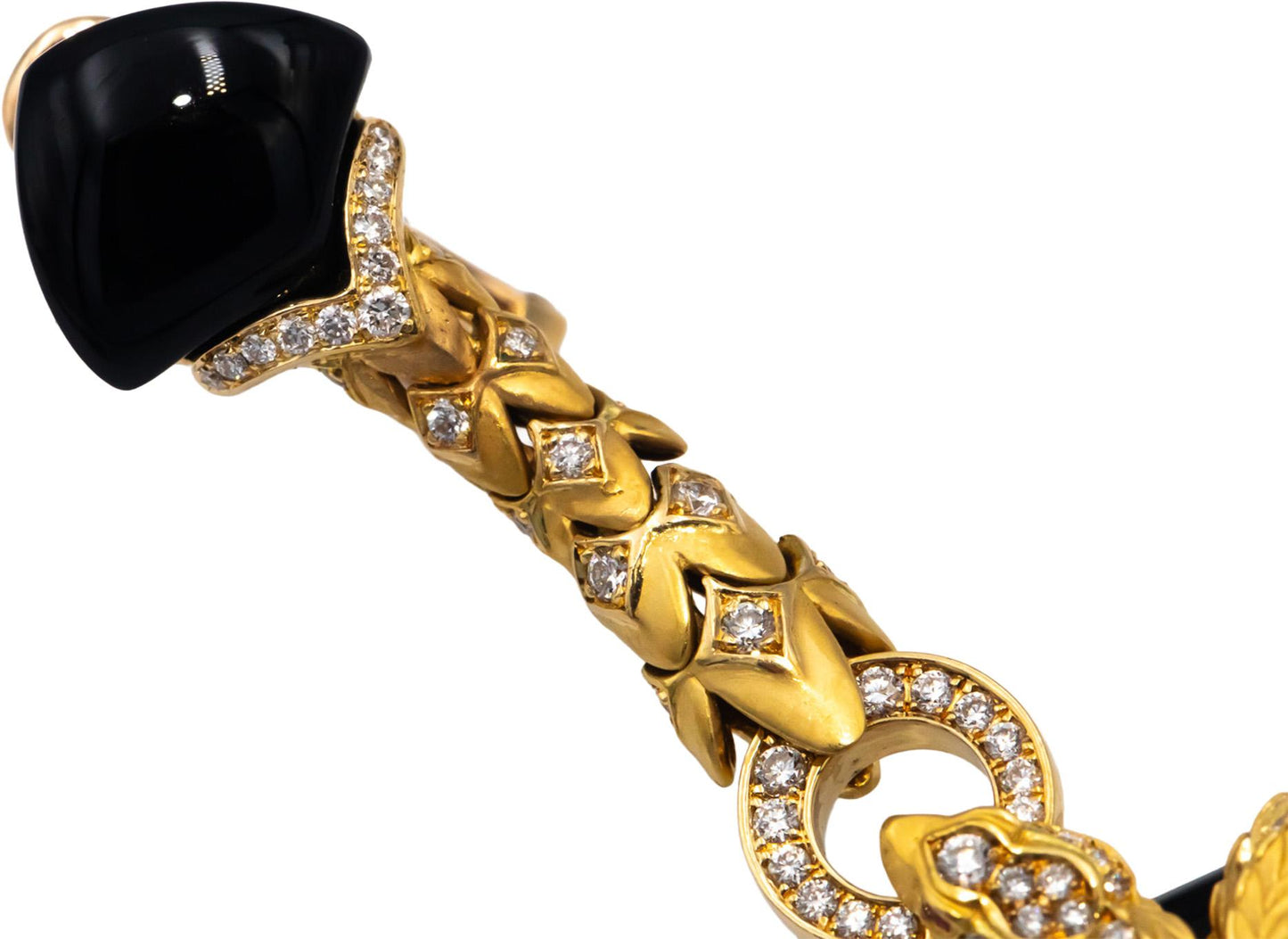 CARRERA Y CARRERA 18k Gold Diamond Onyx Sapphire Abanico Earrings 30.23CT $22900