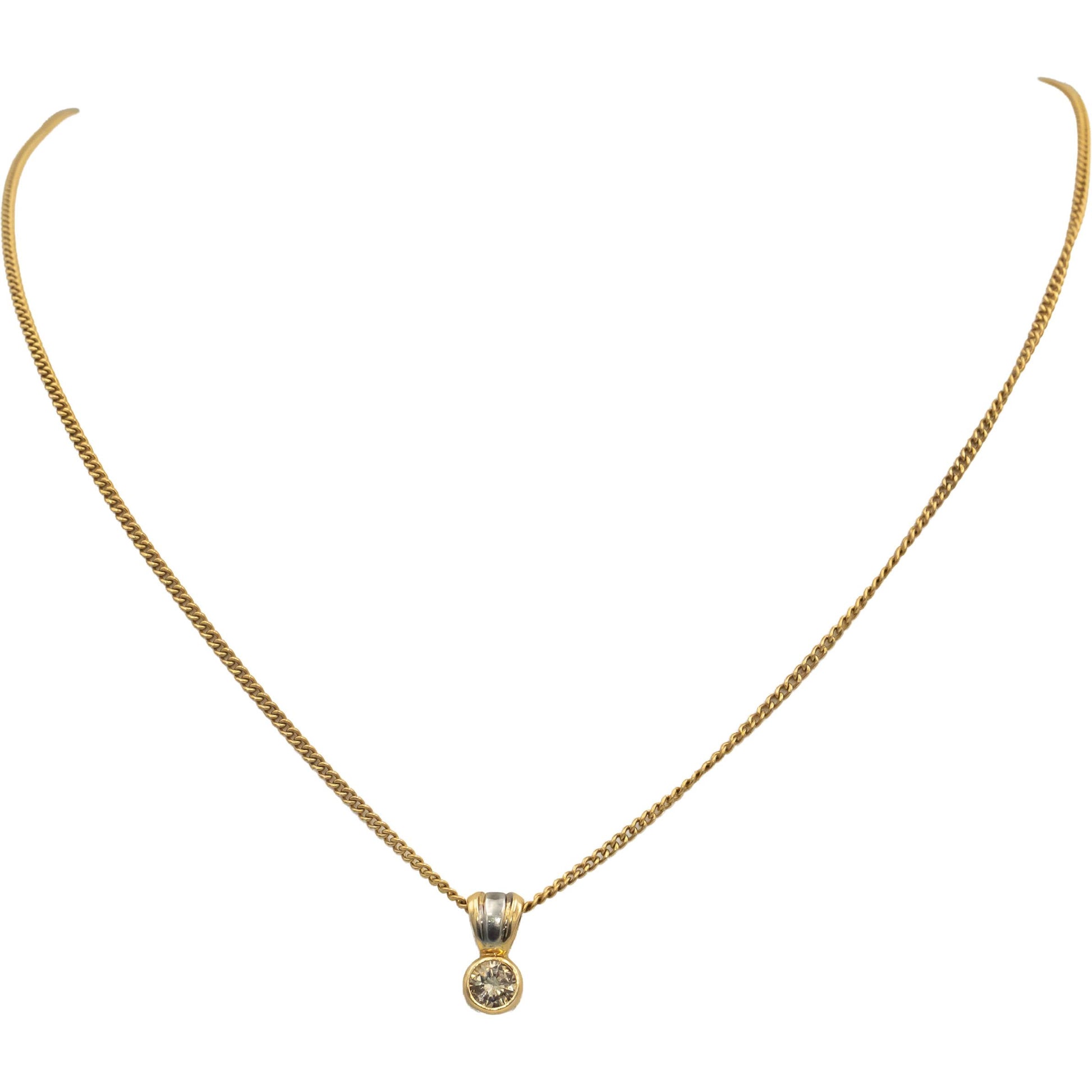 14k Yellow Gold 0.45CT Light Brown Round Cut Diamond Solitaire Pendant Necklace