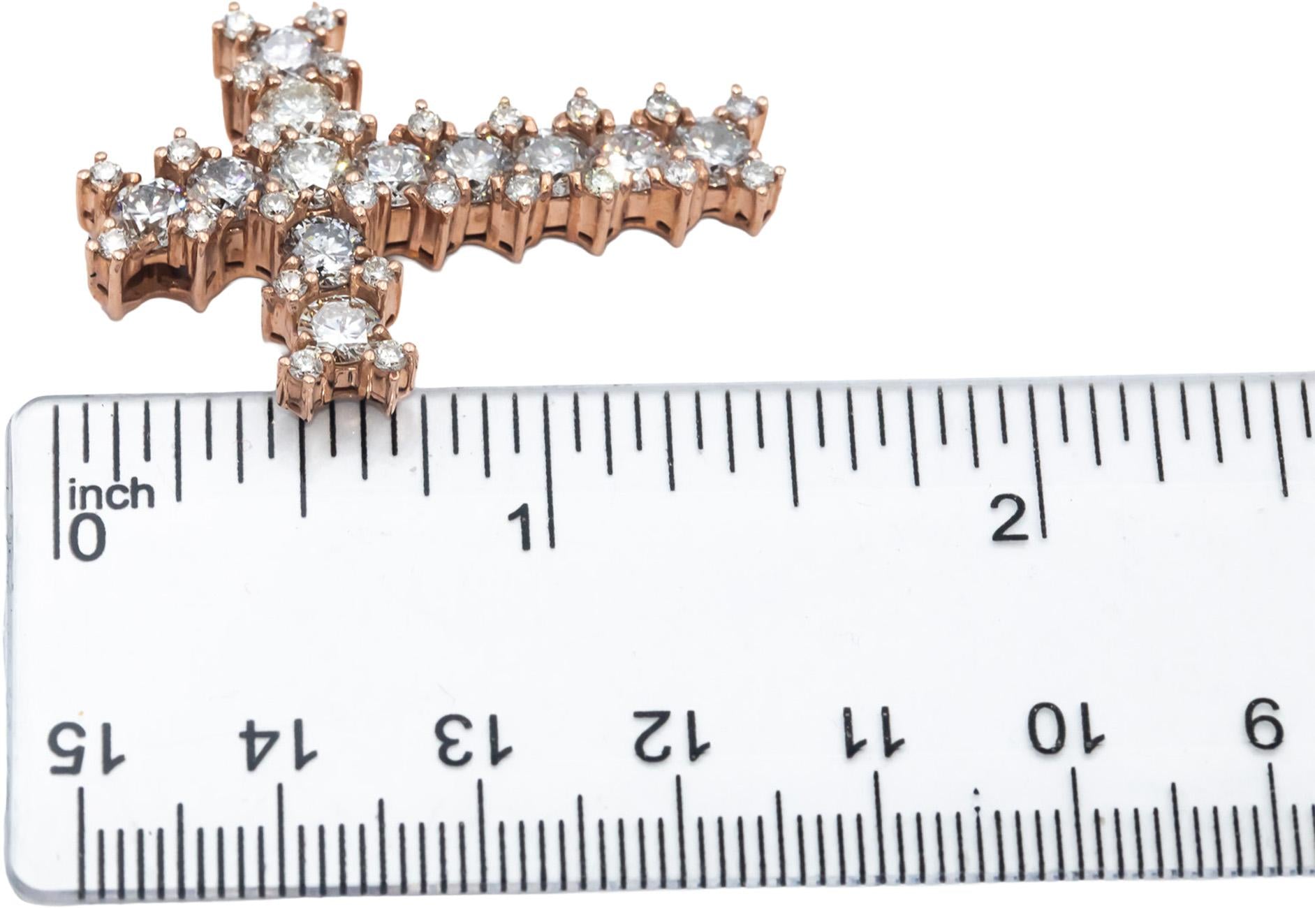 14k Rose Gold Jewelry Round Diamond Cross Crucifix Pendant 4.64CT