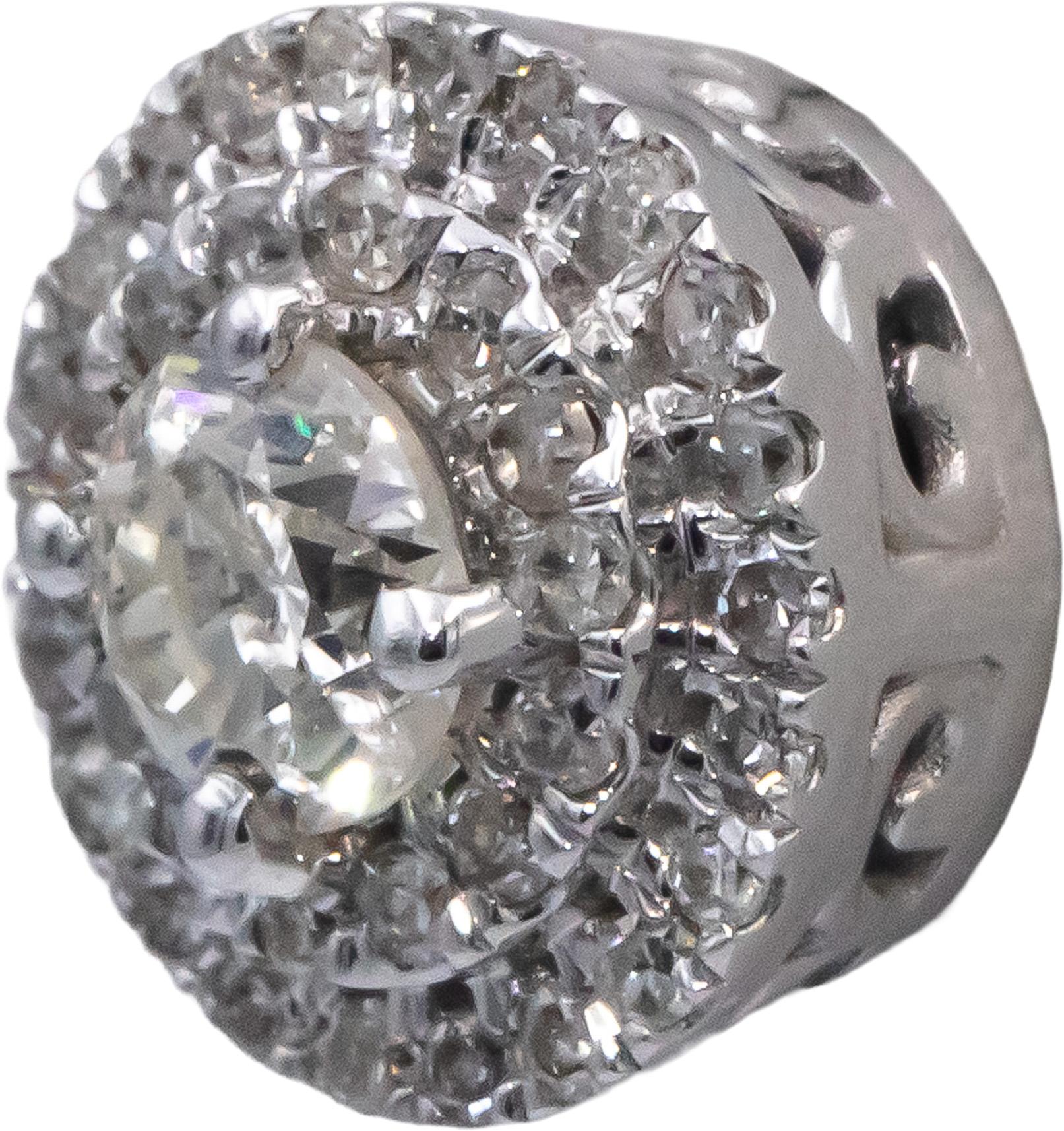 Round Diamond 14k White Gold Halo Stud Earrings 1.0CT w/ 0.75CT Centers