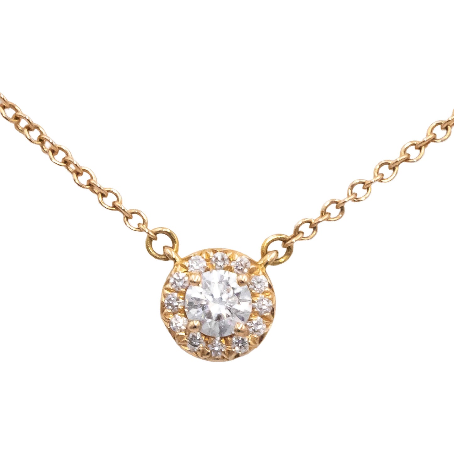 TIFFANY & CO. 18k Gold Soleste Diamond Pendant Necklace .24CT $3250 Retail