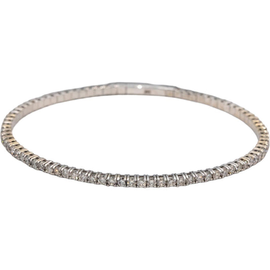 14k White Gold VS Round Diamond Flexible Bangle Bracelet 2.78CT