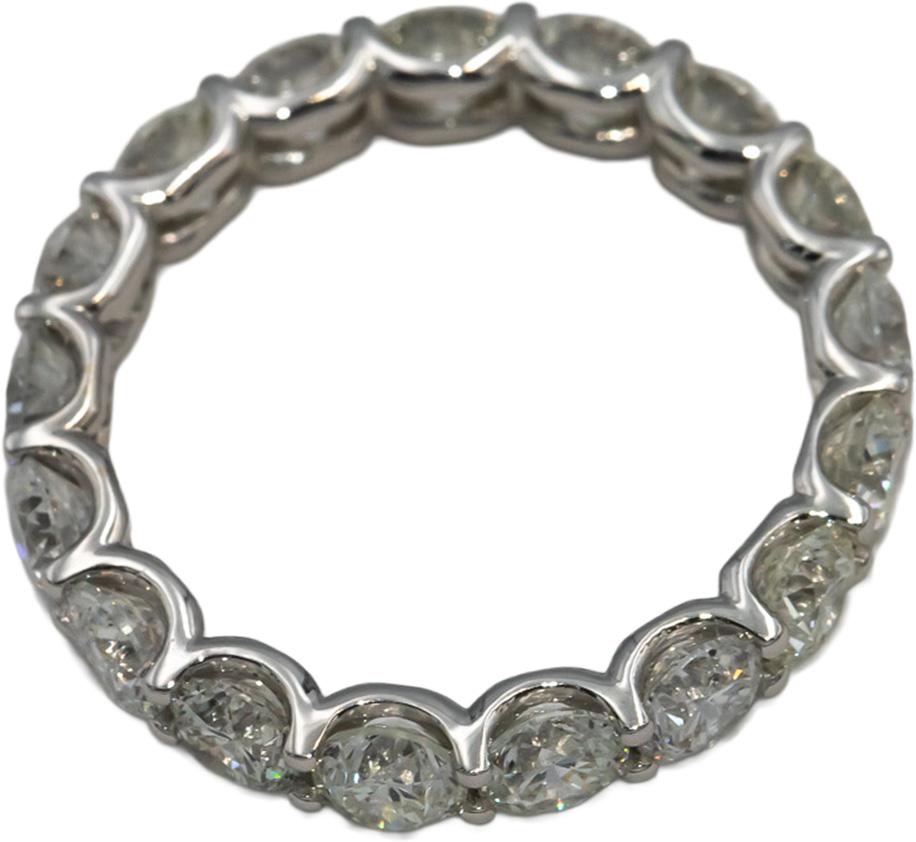 18k White Gold VS Round Diamond Shared Prong Eternity Band Ring 4.05CT Size 7.25