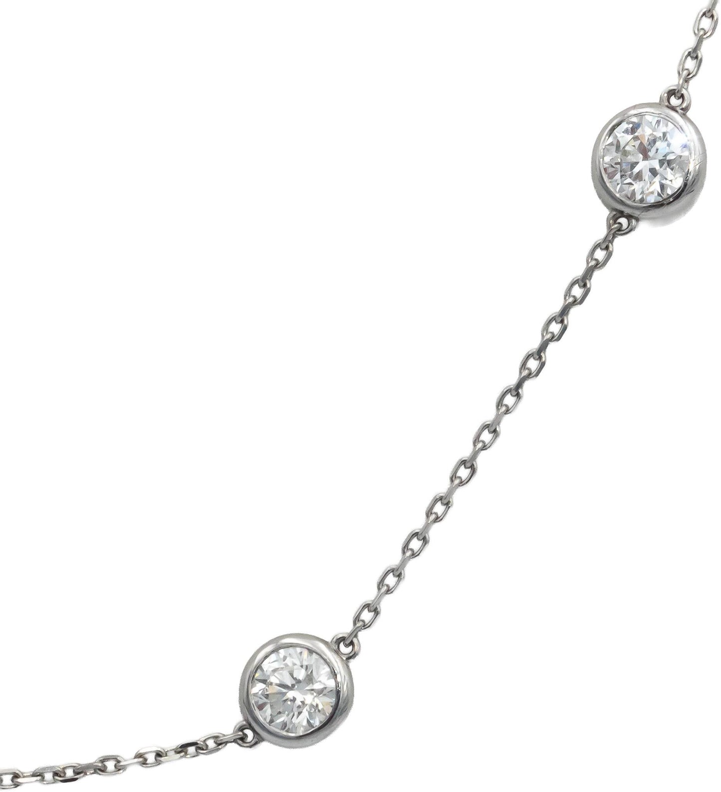 14k White Gold Round Bezel Set Diamond By the Yard Necklace Chain 3.80CT