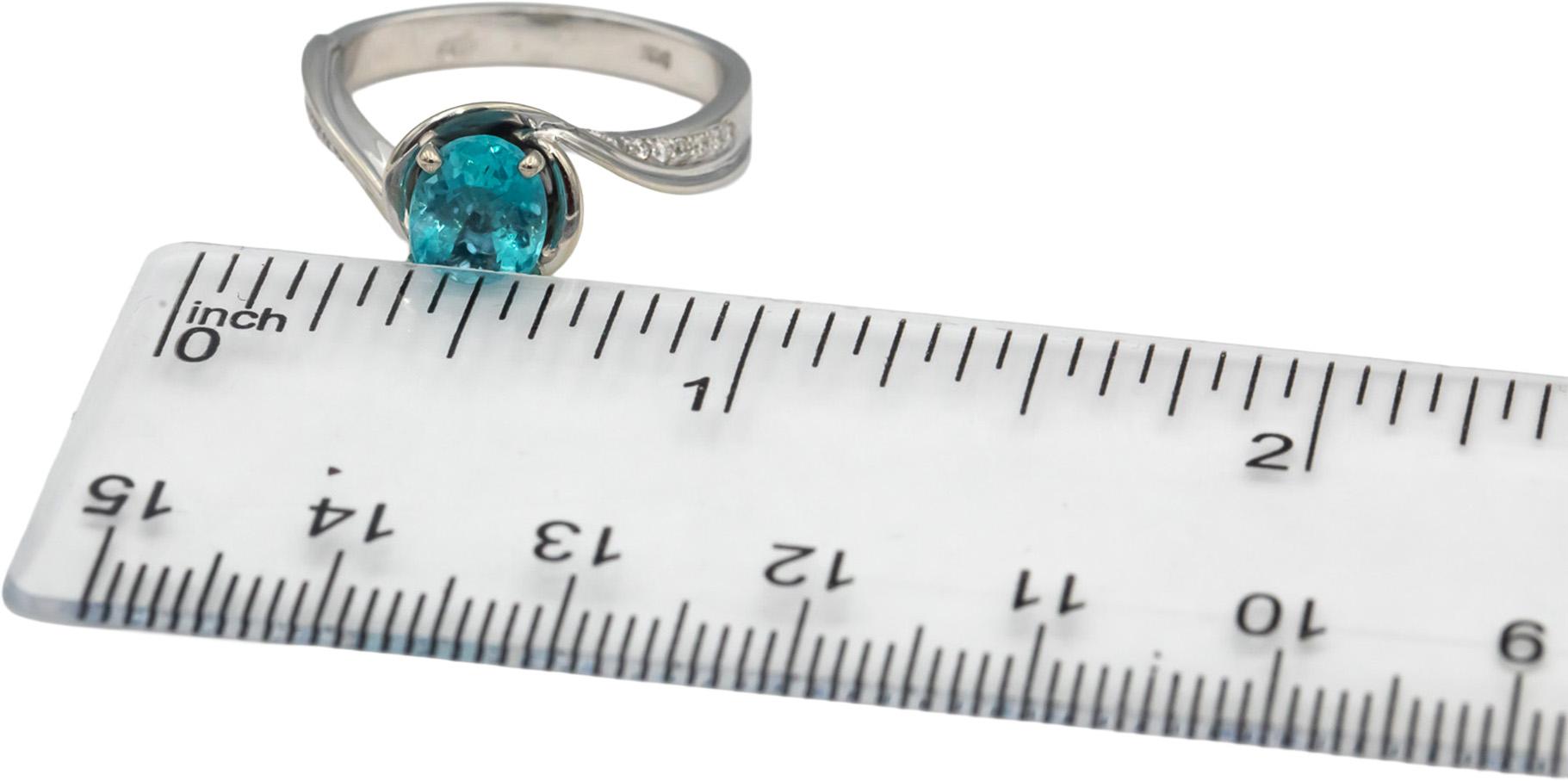 14k White Gold Apatite & VS Diamond Cocktail Ring 1.55CT Size 6.75