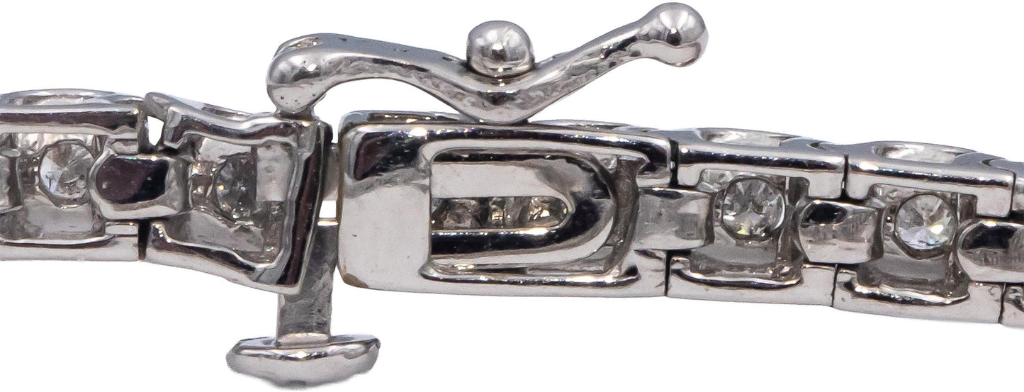 10k White Gold Round Half Bezel Set Diamond Tennis Bracelet 0.75CT