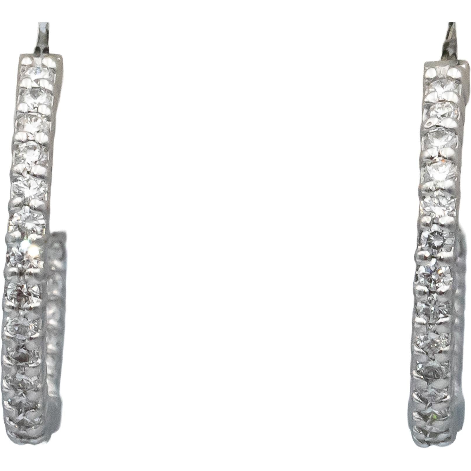 ROBERTO COIN 18k White Gold VS Round Diamond Inside Out Hoop Earrings 1.50CT