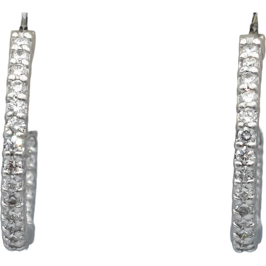 ROBERTO COIN 18k White Gold VS Round Diamond Inside Out Hoop Earrings 1.50CT