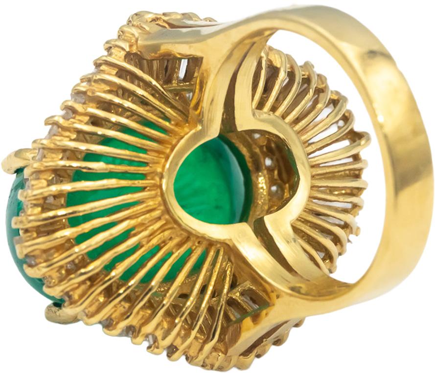 GIA Certified 18k Yellow Gold Colombian Emerald & Diamond Cocktail Ring 19.41CT