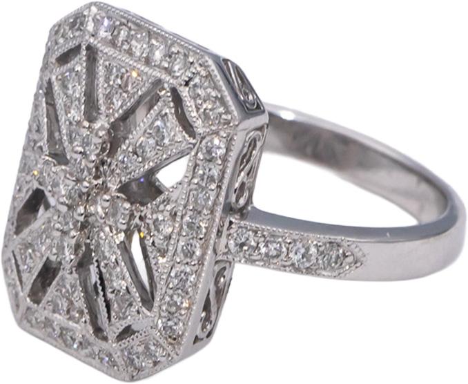 18k White Gold Round Diamond Cluster Cocktail Ring 0.55CT Size 6.75