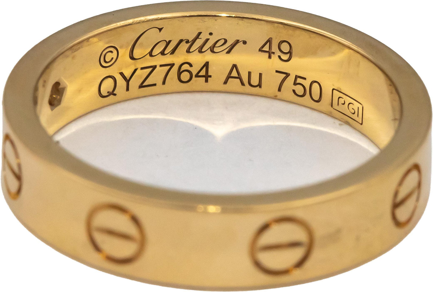 CARTIER 18k Gold Love Collection Round Diamond 4mm Band Ring .02CT Size 49 $2640