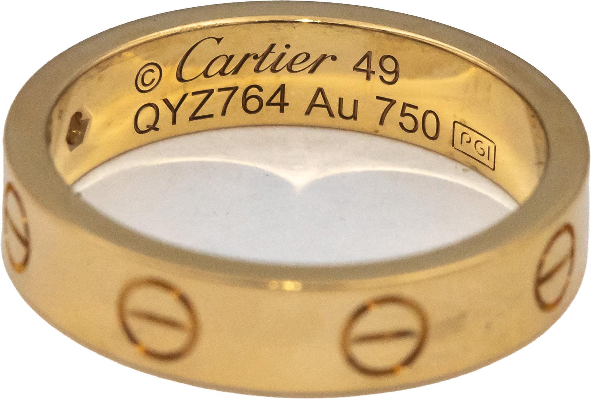 CARTIER 18k Gold Love Collection Round Diamond 4mm Band Ring .02CT Size 49 $2640