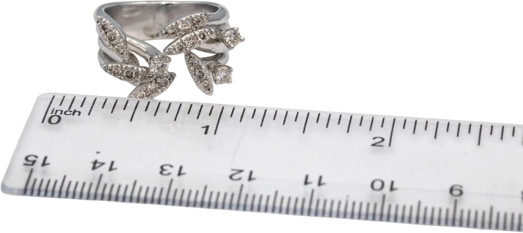 14k White Gold Round Diamond Floral Multi-Band Ring 0.56CT Size 6.5