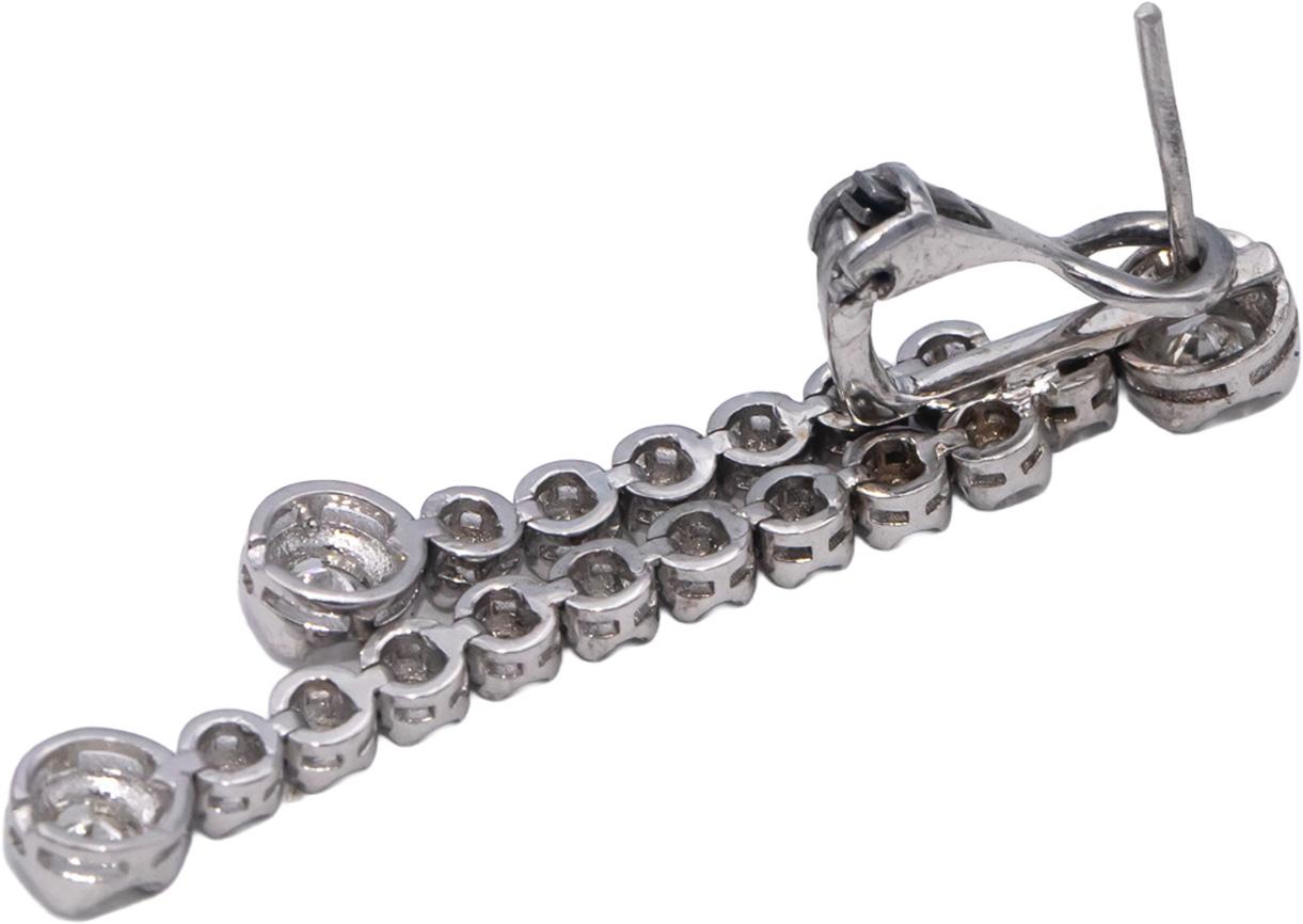 14k White Gold Round Diamond Drop Dangle Earrings 1.20CT