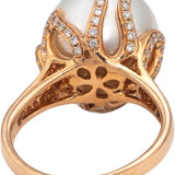 14k Rose Gold 14mm South Sea Pearl & VS Round Diamond Ring 0.60CT Size 8.5