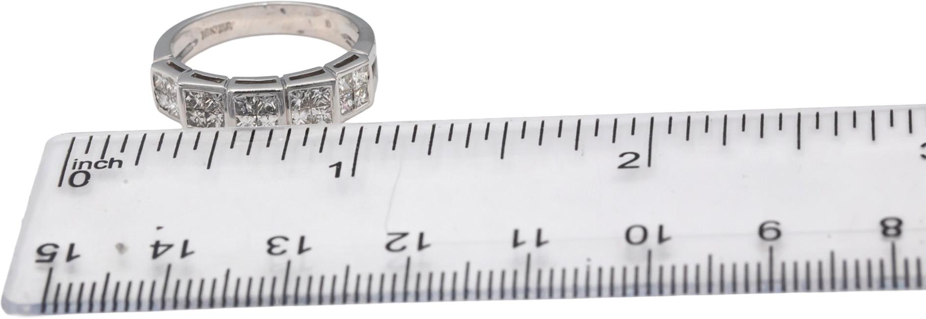 18k White Gold VS Princess Cut Diamond Band Ring 0.70CT Size 6.5