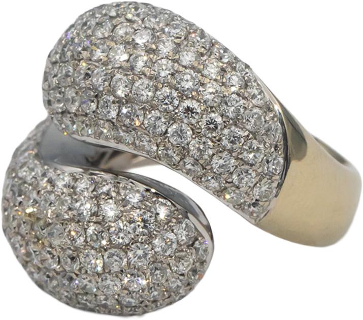 18k White Gold VS Round Diamond Cluster By Pass Ring 3.93CTW Size 7