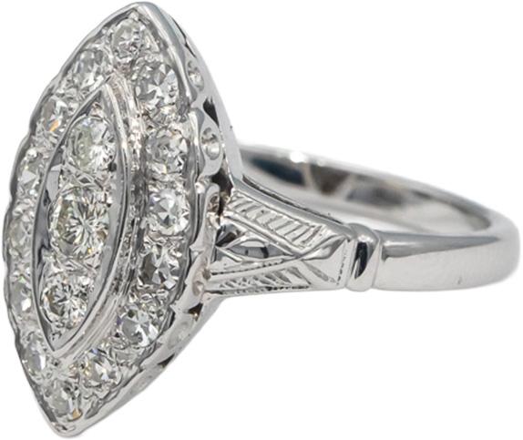 Vintage Antique 14k White Gold Single & Transition Cut Diamond Ring 0.50CT