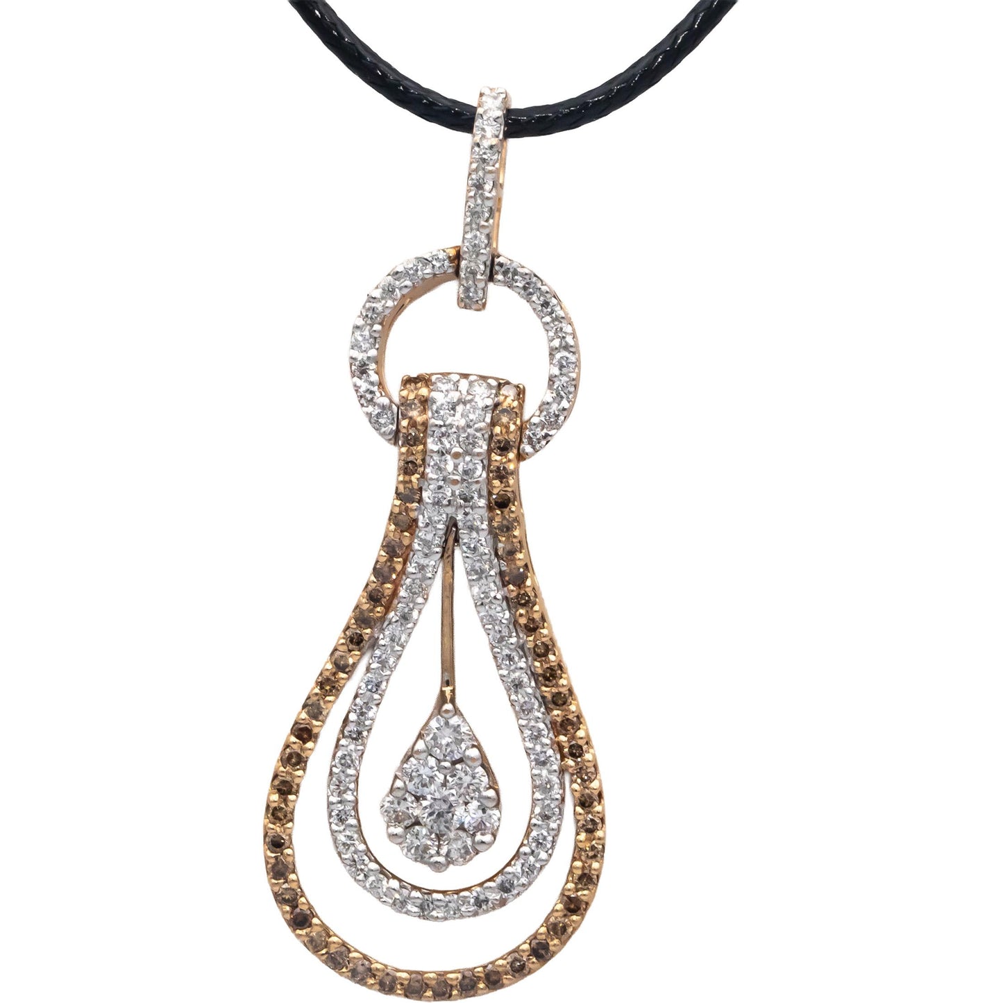 14k Rose Gold Round Diamond Cluster Pendant Necklace 1.50CTW