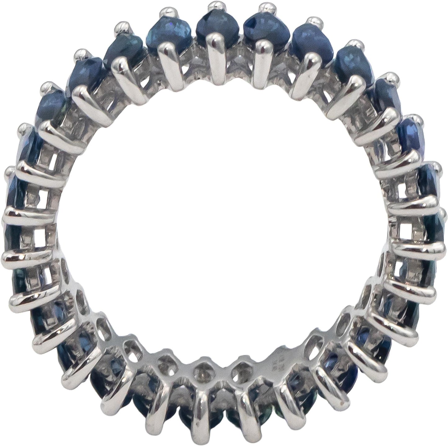 18k White Gold Marquise Cut Blue Sapphire Eternity Band Ring 4.40CT Size 7.5