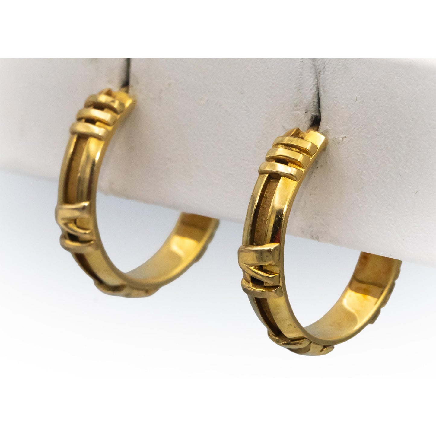 TIFFANY & CO. Vintage 18k Yellow Gold Atlas Collection Half Hoop Stud Earrings