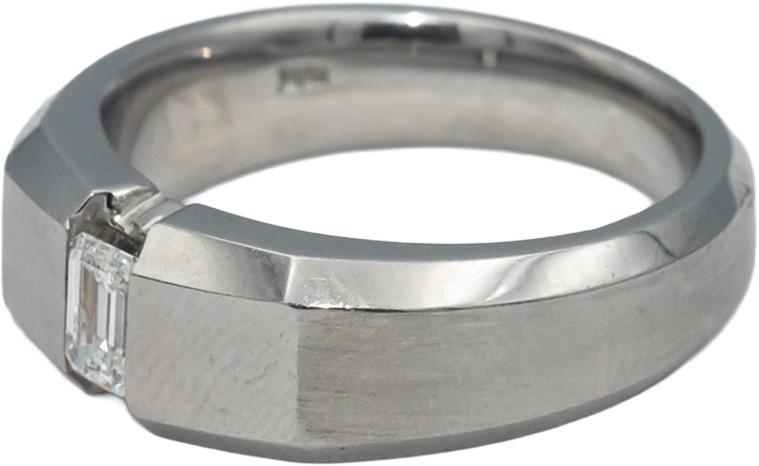 18k White Gold VS Emerald Cut Diamond Solitaire Men's Ring 0.33CT Size 10