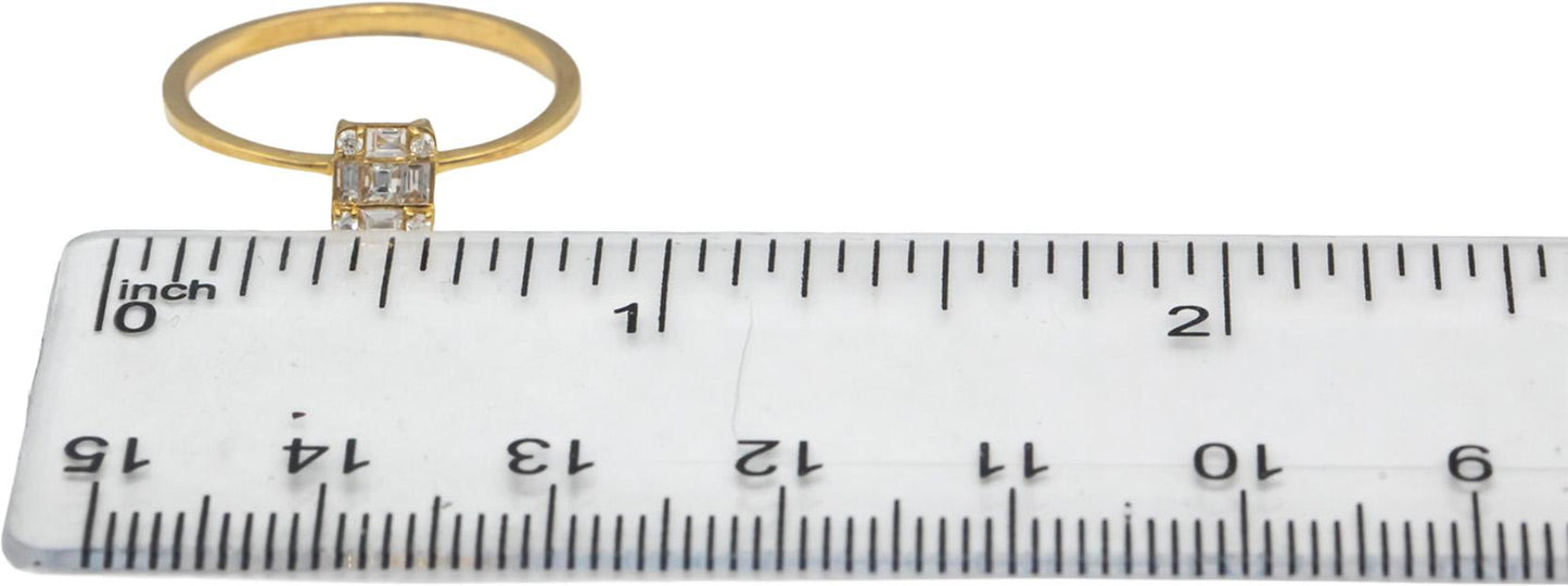 18k Yellow Gold Round & Emerald Cut Diamond Cluster Ring 0.15CT Size 7.25