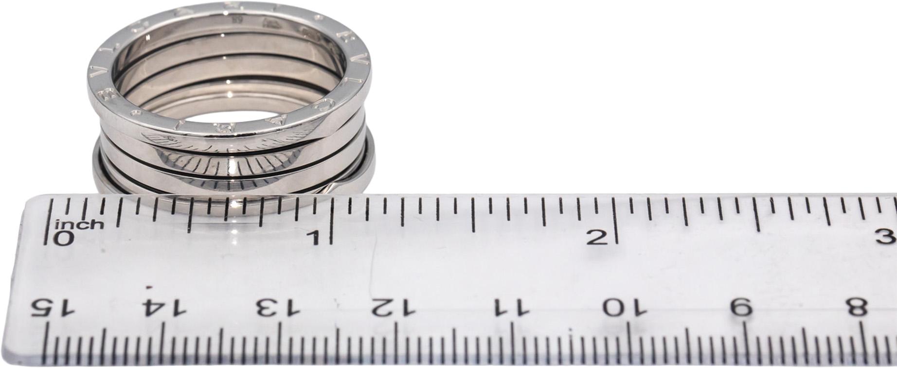 Bvlgari Designer 18k White Gold B.zero1 Five-Band Ring Size 12.5 Euro 68