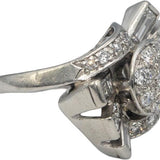 Vintage Antique Platinum VS Round and Emerald Cut Diamond Ring 1.0CT Size 4.5
