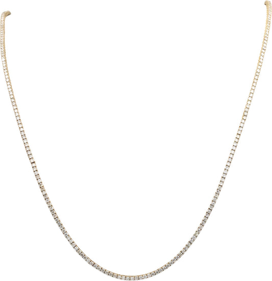 10k Yellow Gold Round Diamond Tennis Necklace 10.45CT