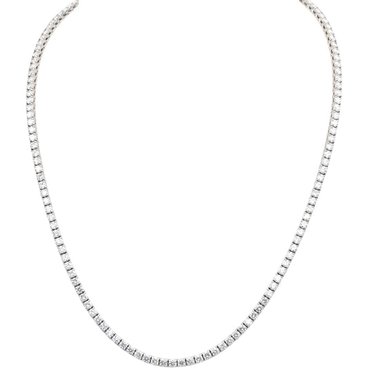 18k White Gold Round Diamond Tennis Necklace 10.70CT