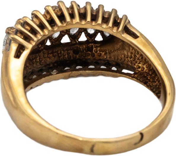 10k Yellow Gold Marquise and Round Diamond Cocktail Ring 0.90CT Size 9