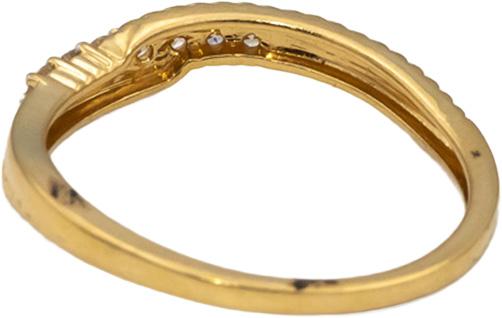 18k Yellow Gold VS Round Diamond Wavy Band Ring 0.12CT Size 6.25