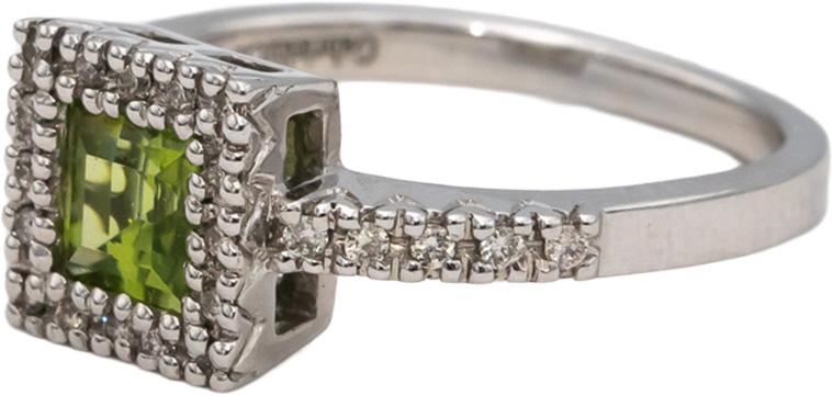 GABRIEL & CO. 14k White Gold Peridot and Diamond Cocktail Ring 0.90CT Size 7