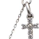 10k White Gold Round Diamond By The Yard Cross Dangle Necklace 0.34CT
