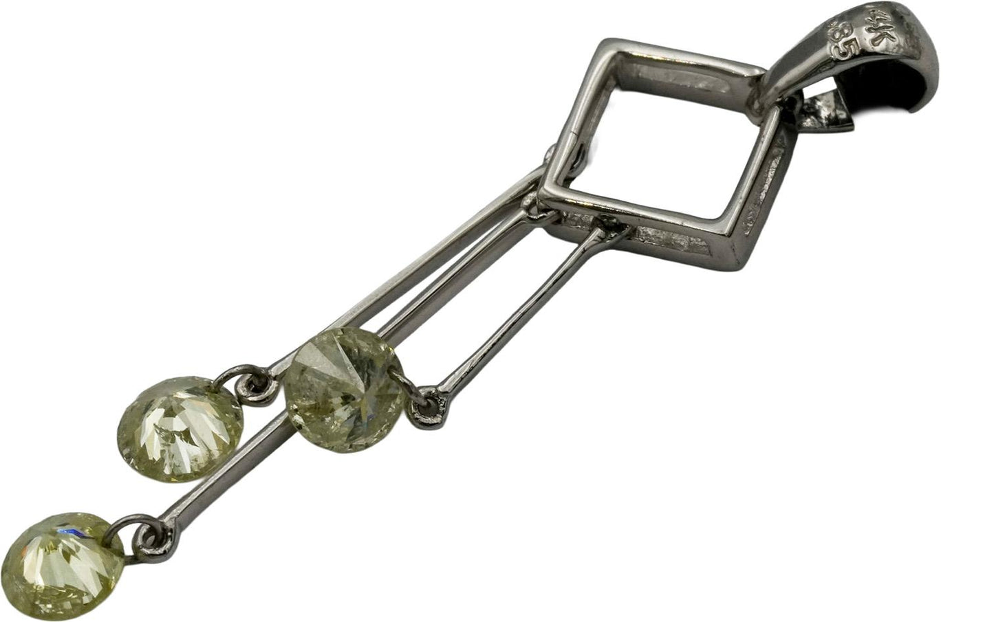 14k White Gold Round Diamond Dangle Pendant Necklace 0.55CT